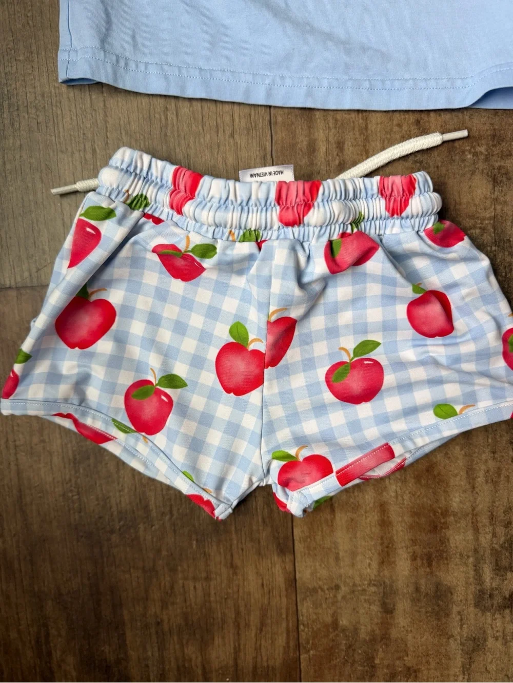 Saving Grace Smocked “Hudson” Apple Gingham Shorts Set 24M Boutique Outfit #012
